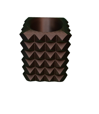 Vierkante Pot met Blokjes Patroon - Koper